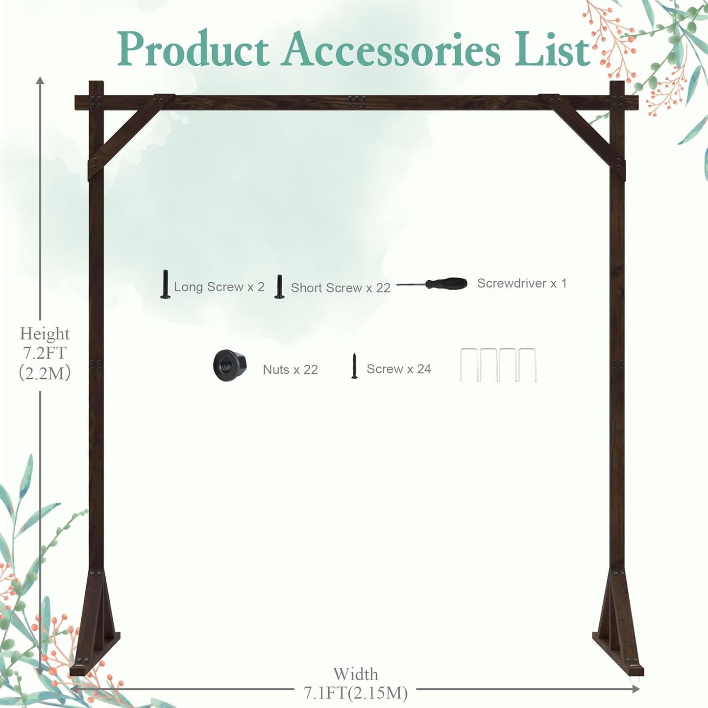 Arco boda madera 7.2ft2 cenador interior al aire libre