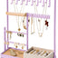 Soporte joyas 4 niveles 15 ganchos 16 agujeros aretes morado