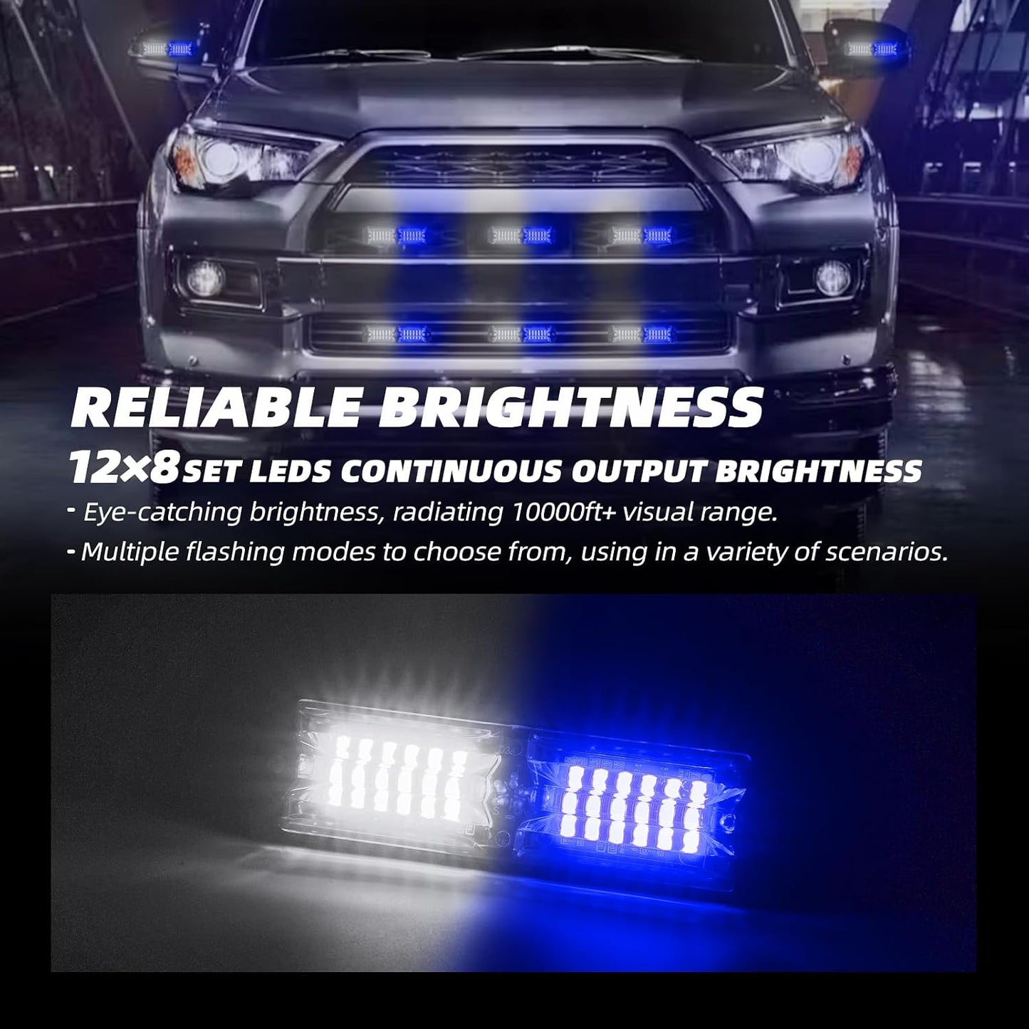 Kit 8 Luces LED Estroboscópicas para Vehículos Azul/Blanco