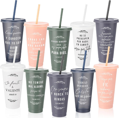 10 Vasos Cristianos Españoles para Hombres con Tapas 24oz