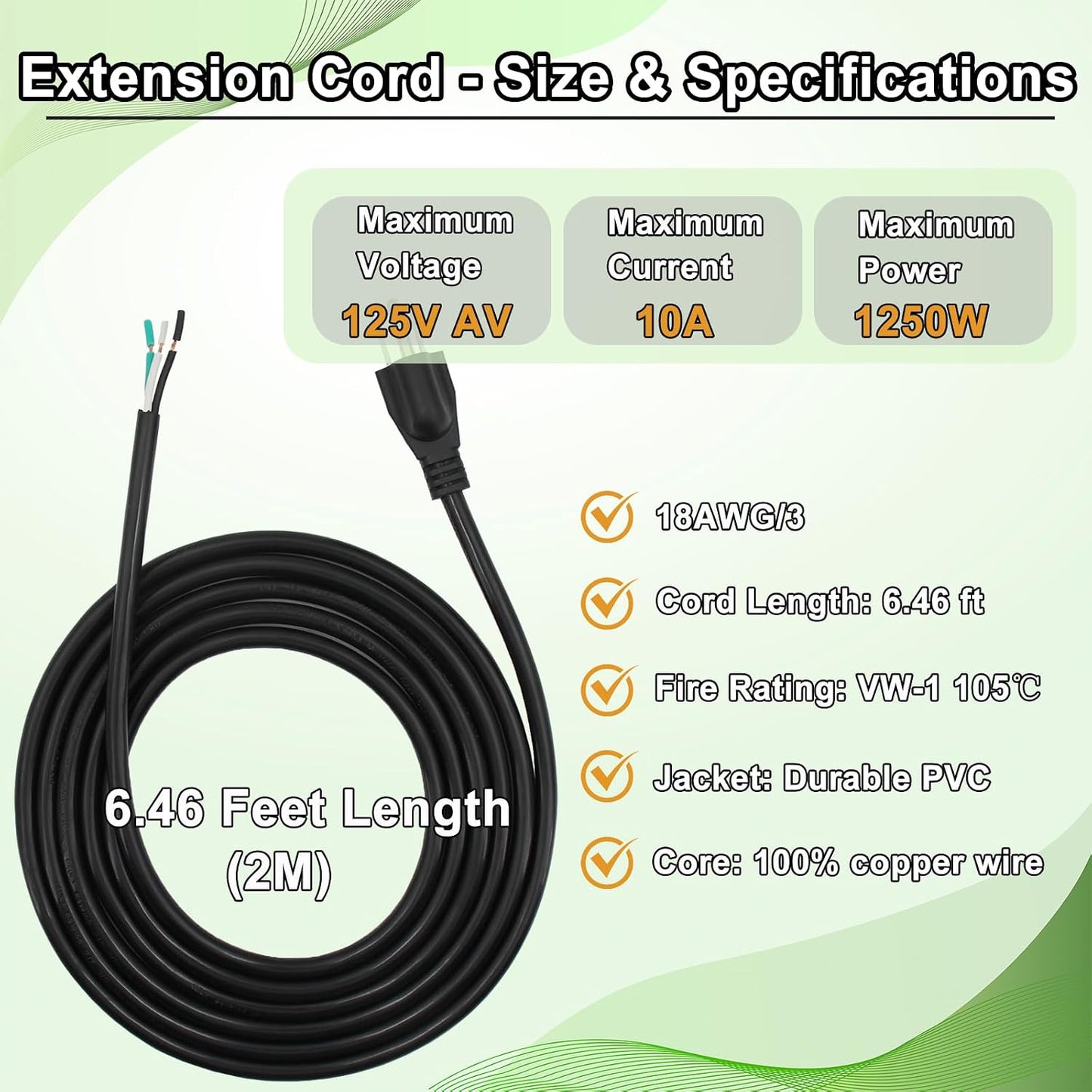 2 Cables Repuesto 110-120V NEMA 5-15P