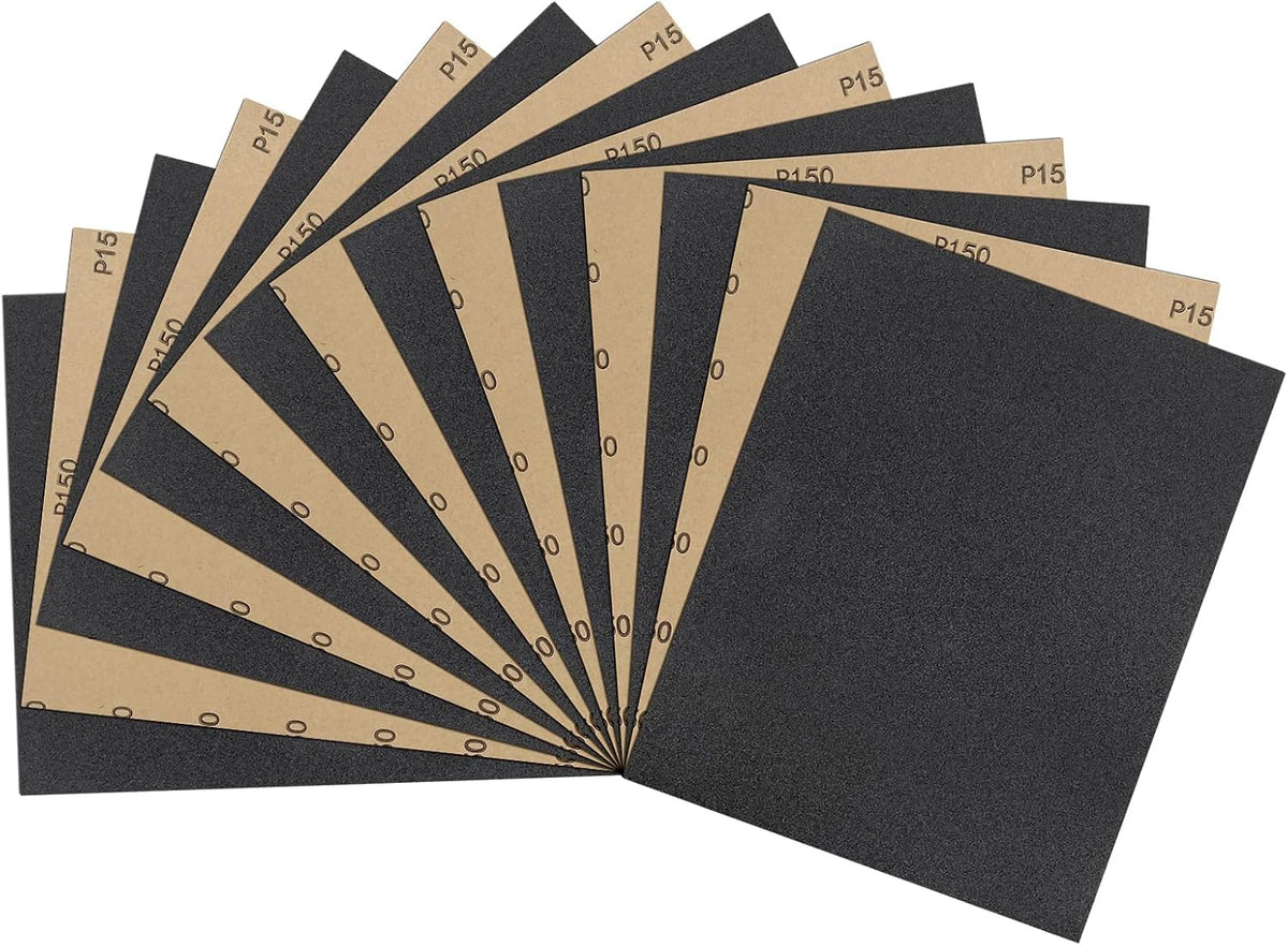 Papel lija 150 carburo silicio 9x11pulg 15 pzas