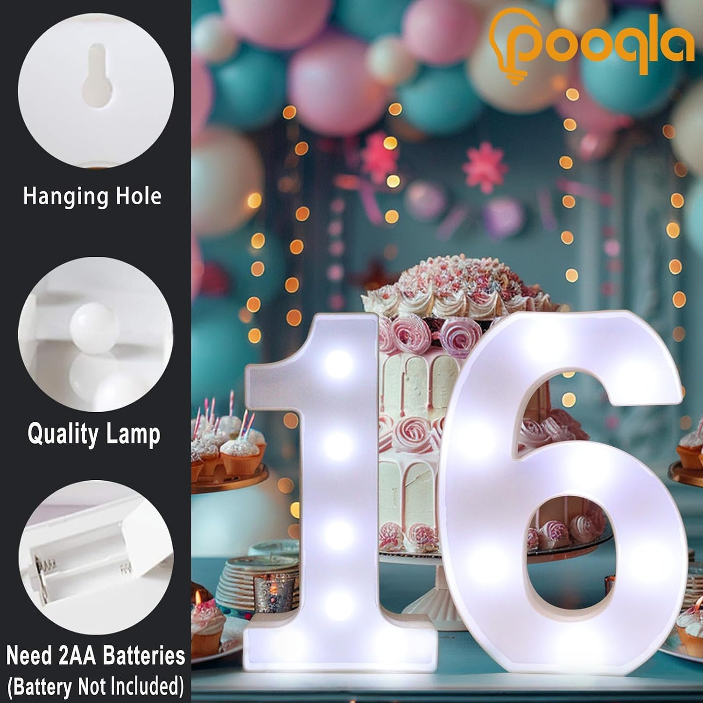 Números LED decorativos para fiesta 9º cumpleaños