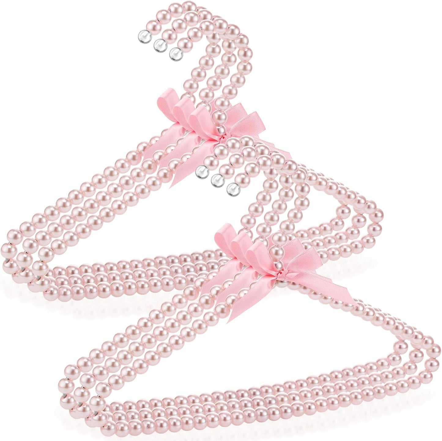 Percha metal perlas rosa 6 Pzas para niños y mascotas