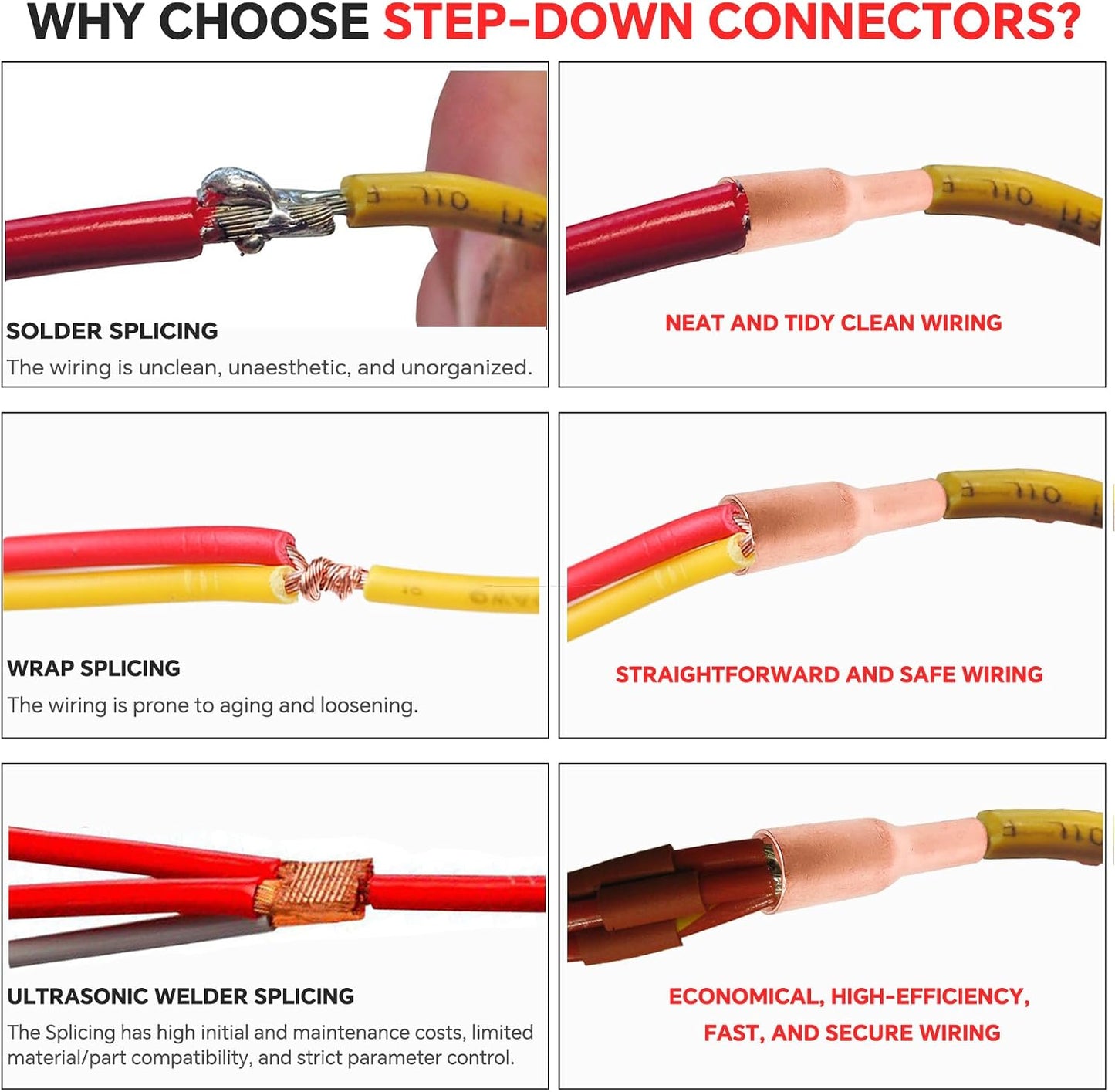 10 Pzas Conectores Escalonados 6-8 AWG Cobre Puro