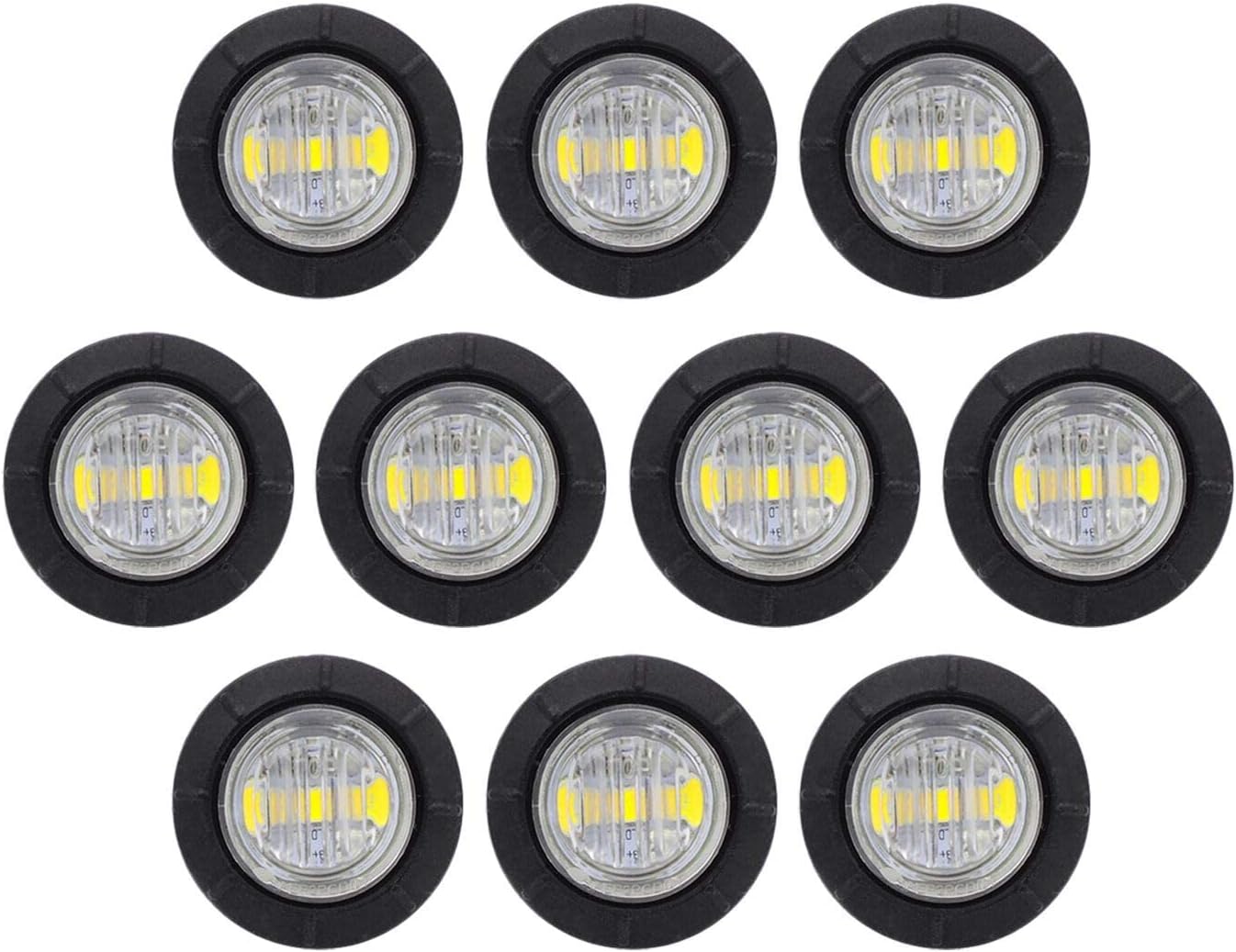 10 Focos LED 3/4pulg Blancos Indicadores Laterales Remolque