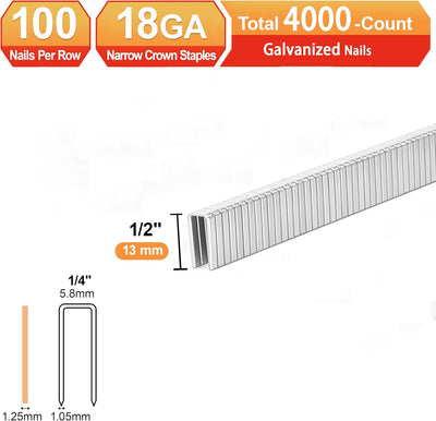 Grapas corona estrecha 1/4 pulg galvanizadas 18 GA para clavadoras