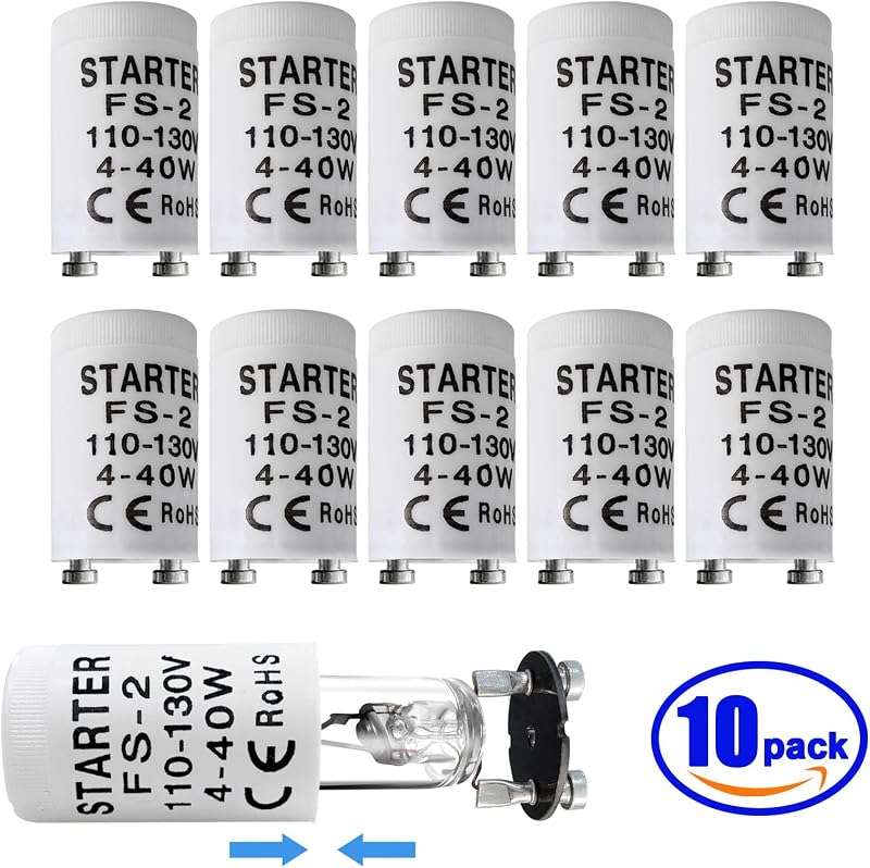 Arrancador fluorescente T8 1.1E2V CA 10 Uds comp GE FS-2