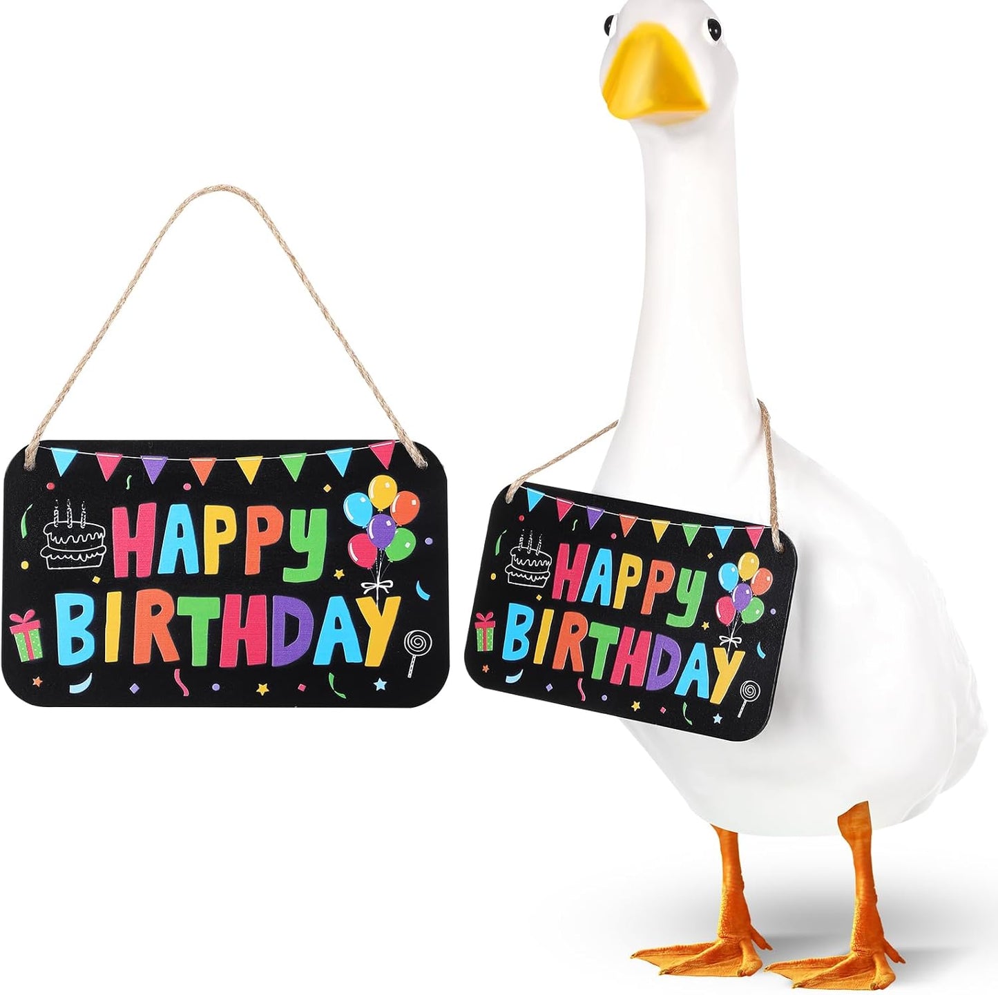 Atuendo ganso cumpleaños decoración madera 23" negro