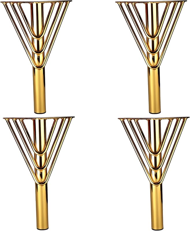 Patas muebles 10" triángulo dorado 4pzas metal resistente