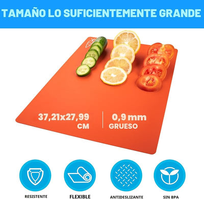 5 Pzas Tablas Cortar Plástico sin BPA Antiderrap