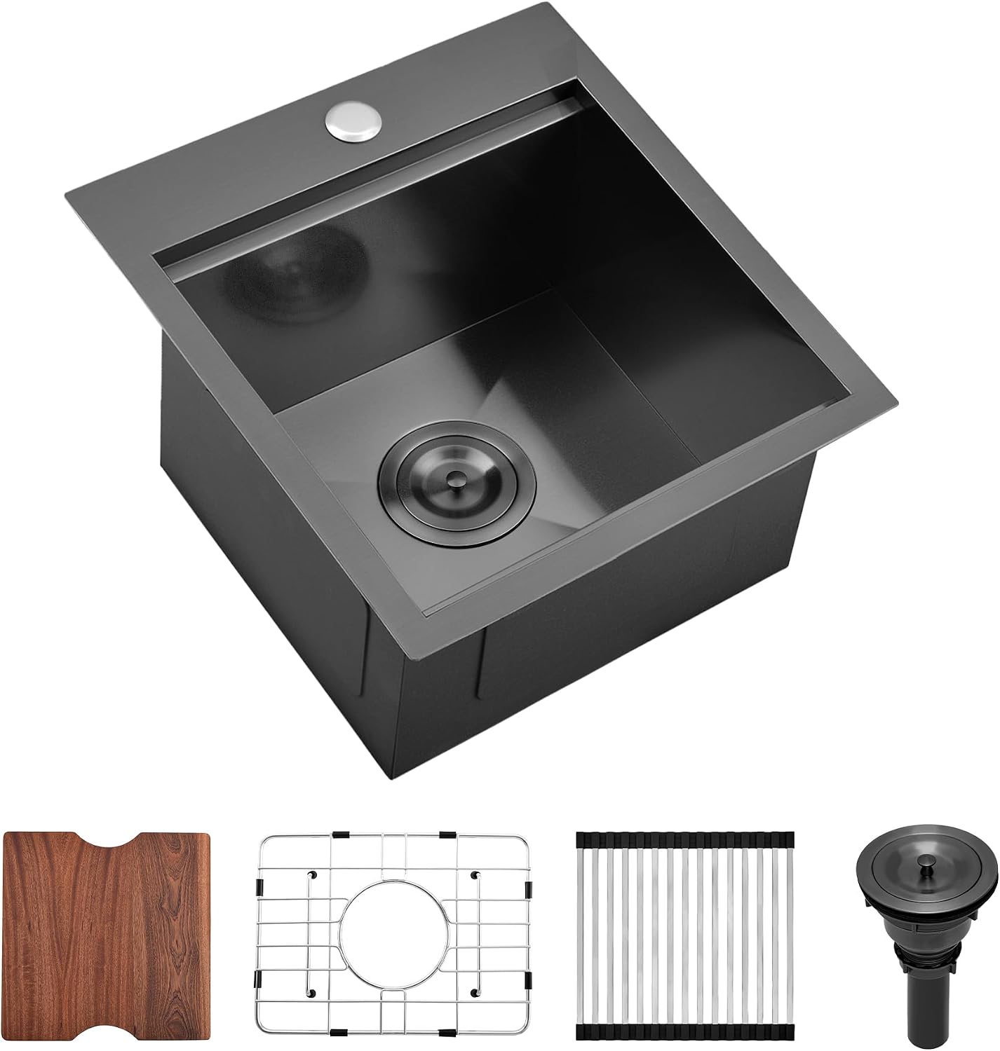 Fregadero acero inox 15x17" negro profundo