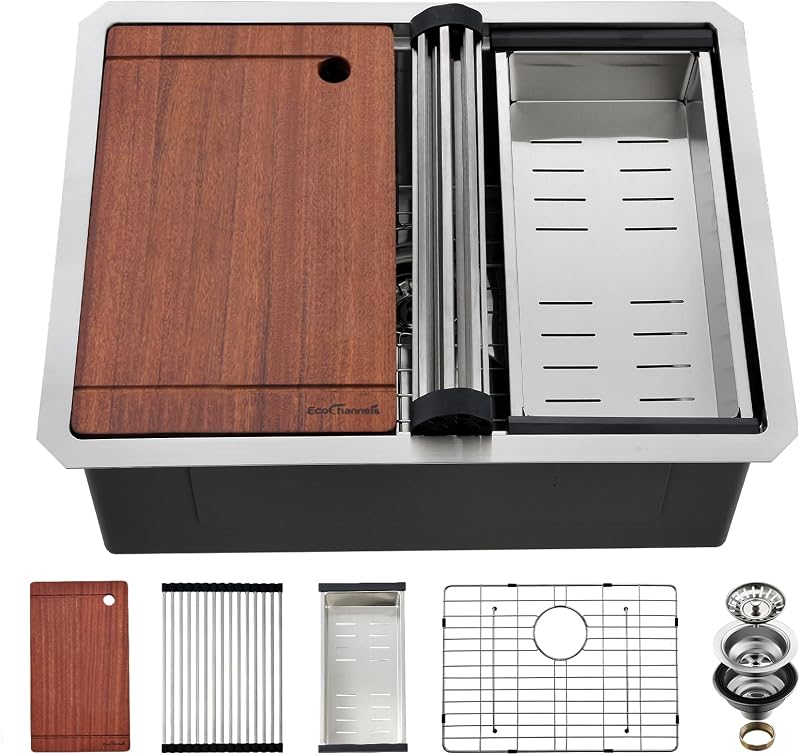 Fregadero cocina acero inox 24x19pulg estación trabajo
