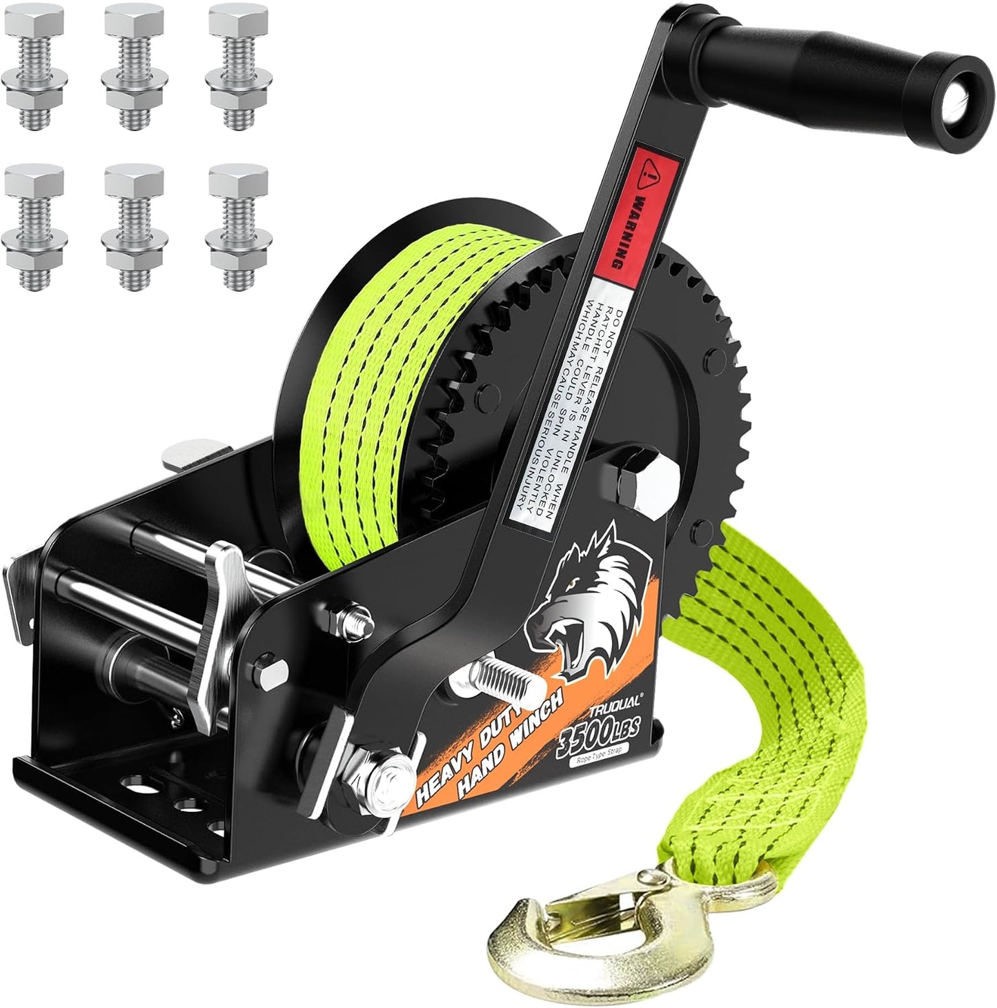 Cabrestante remolque 3500lb correa 33ft trinquete 4:1