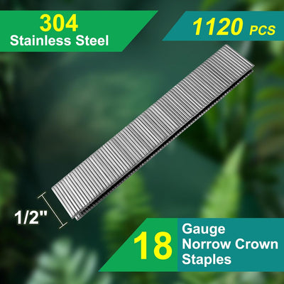 Grapas Corona Estrecha 18 GA Acero Inox 304 1/2-1120 pzas