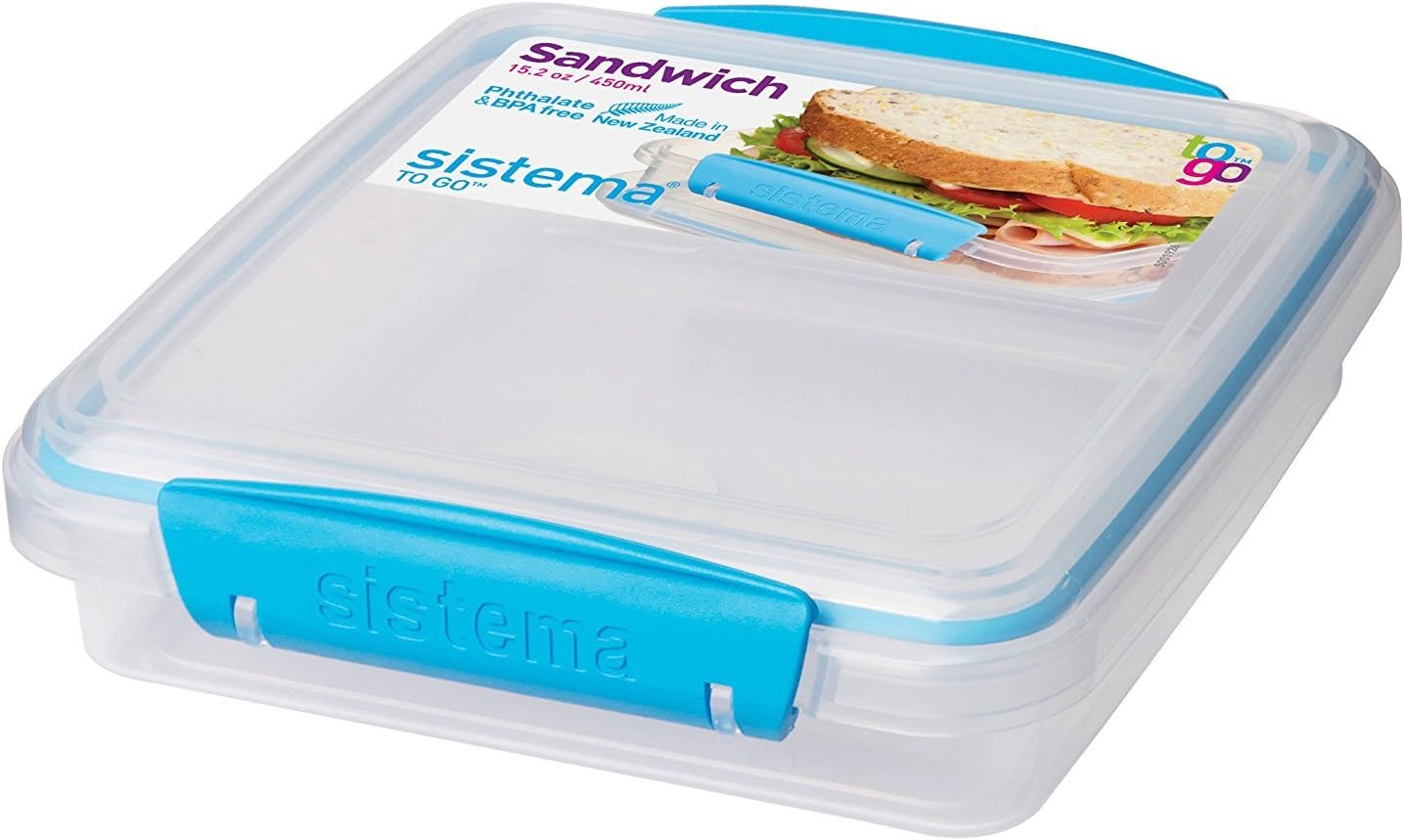 Contenedor alimentos 15.2oz azul para sándwiches