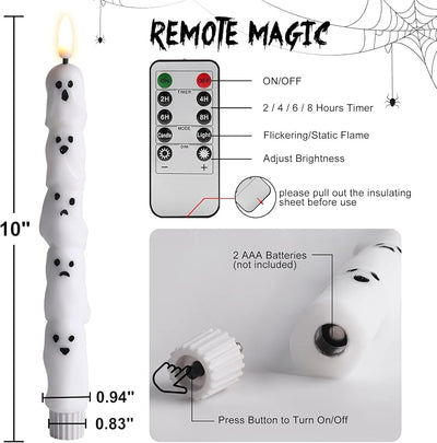 Set 4 velas cónicas LED Halloween con control remoto