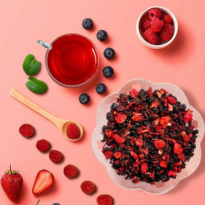 Té hoja frambuesa 5.29oz/150g té caliente y helado