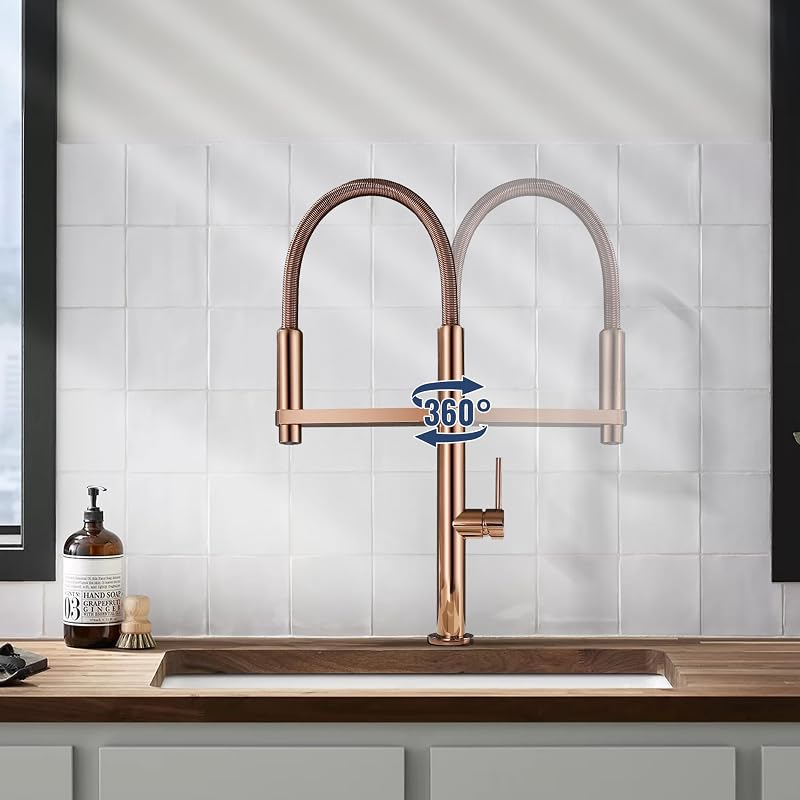 Grifo cocina magnético rociador doble función giro 360 oro