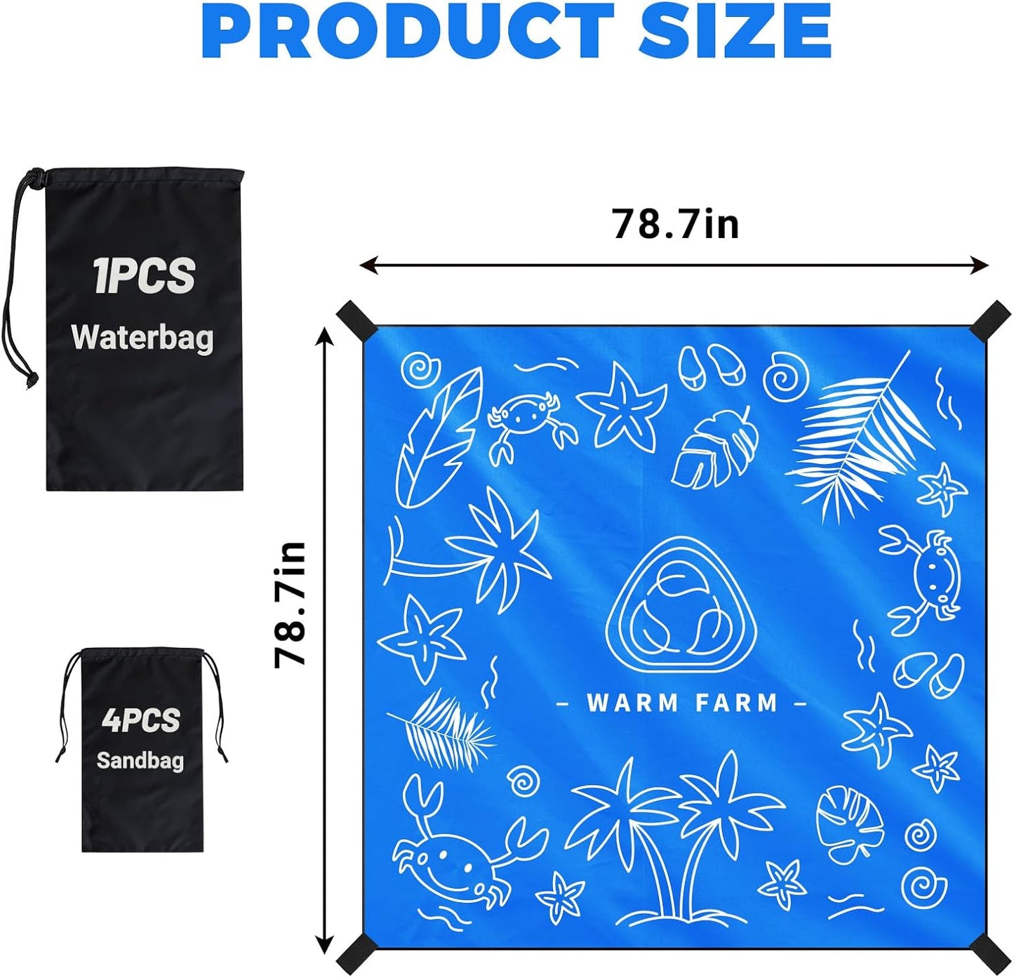 Manta playa 2en1 6.56x6.56ft tela poliéster con bolsa