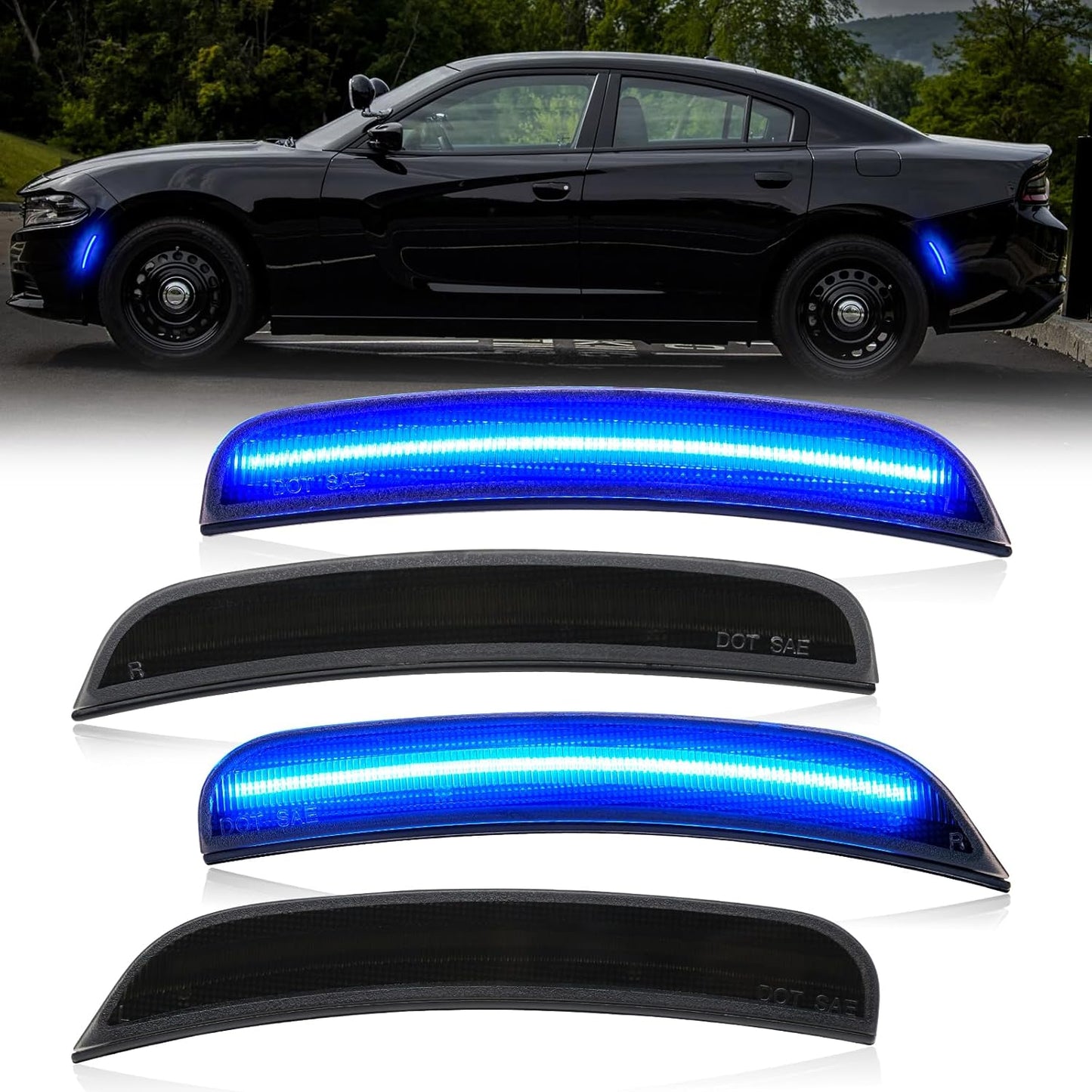 Luces laterales comp Charger 2015-23 LED azul 4 pzas
