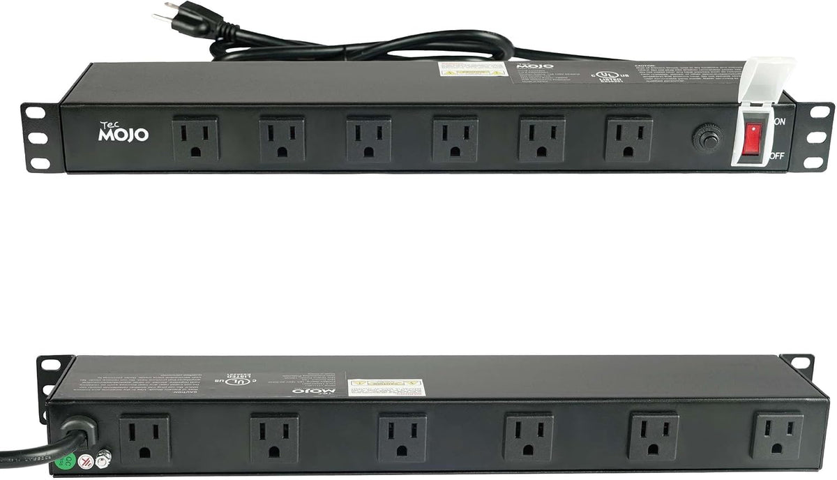 Regleta alimentación PDU 1U 12 tomas 12A UL cable 6 pies