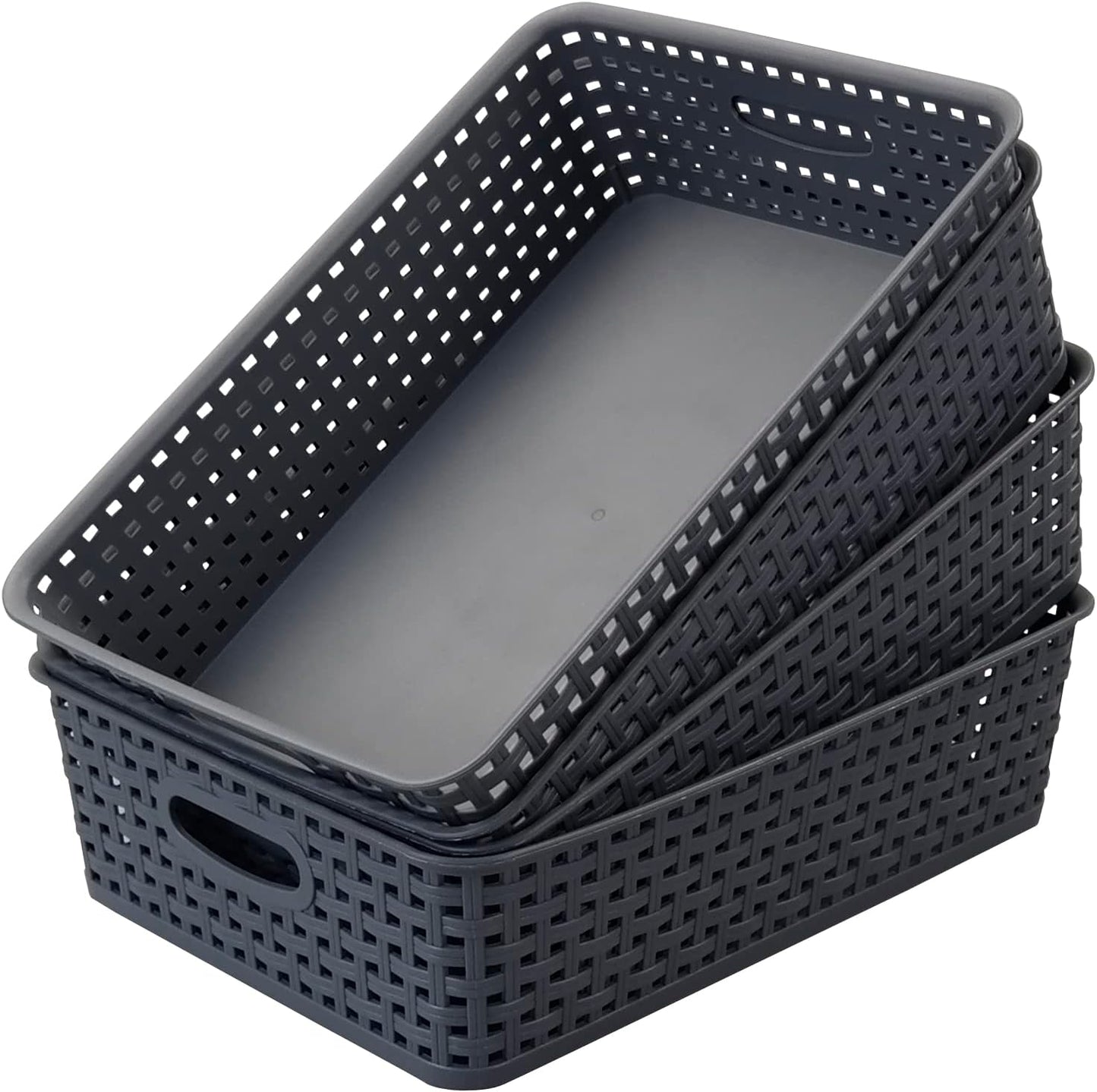 4 Pack Bandejas Plástico Cesta Papel Gris