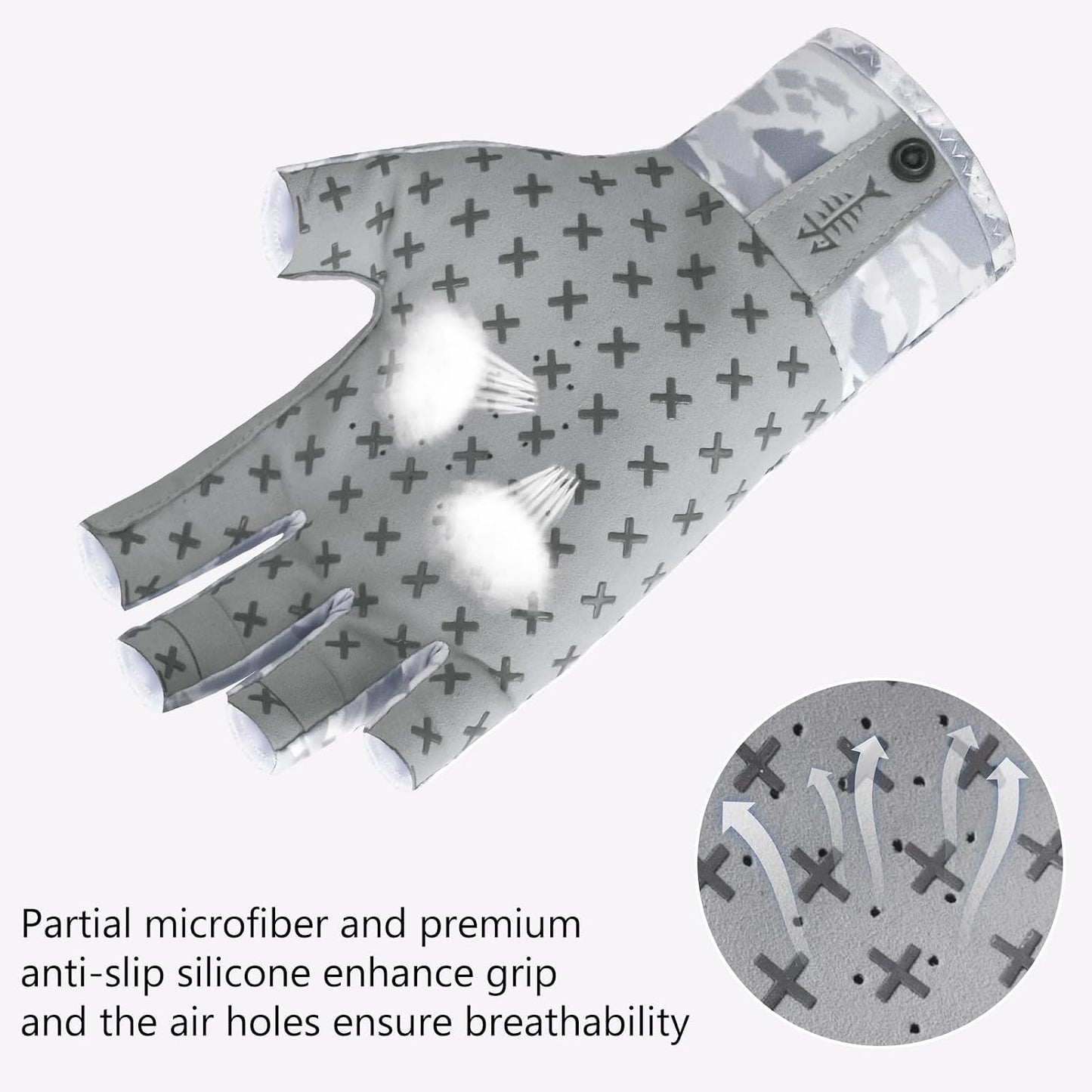 Guantes 3/4 UPF 50 antiderrap con silicona