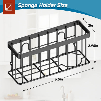 Soporte de esponja para fregadero MURLONG con ventosas color negro
