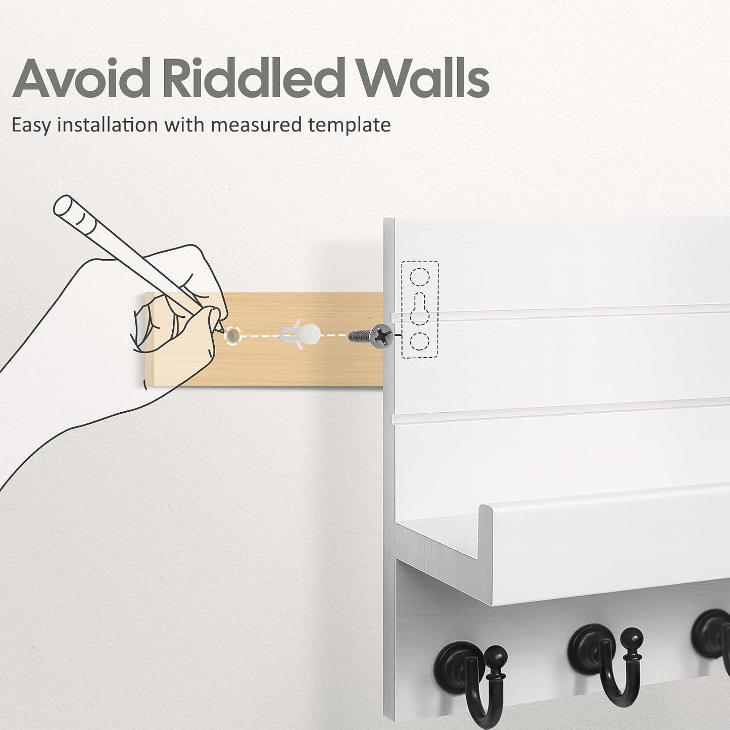 Soporte llaves pared 7 ganchos resistentes organiz. cocina