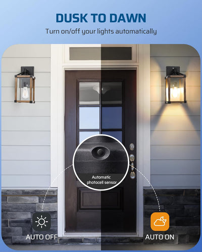 2 Enchufes Sensor Luz Adaptador E26/E27 Negro