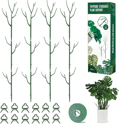 12 Estacas Soporte Plantas 39.37" con Postes y Clips
