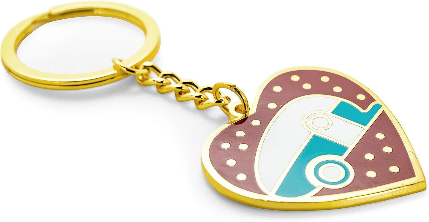 Llavero rojo forma lágrima corazón anillo oro para llaves