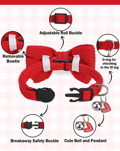 Collar gato con campana y pajarita 8-12pulg set 2 ajustables