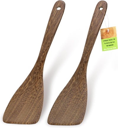 2 Pzas Espátulas Madera 12.8pulg Utensilios Cocina Antiadherentes