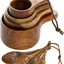 Juego tazas y cucharas medidoras madera acacia grabadas