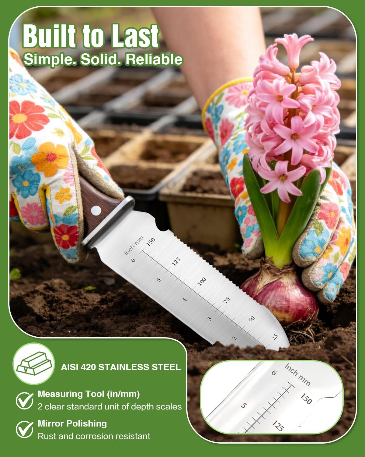 Cuchillo jardín acero inox 7 1/4pulg con funda