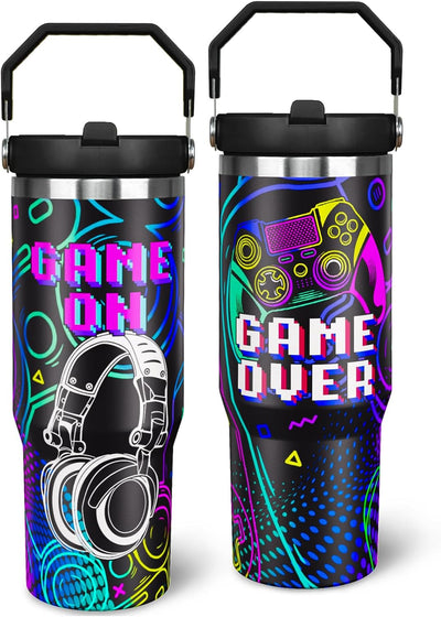 Vaso con asa 30oz para jugadores con tapa y popote