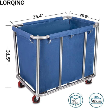 Carrito lavandería acero inox 260lb 8 tubos azul
