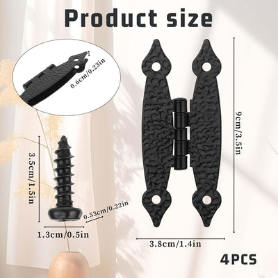 4 Bisagras H Hierro Antiguo Negro para Puerta Madera