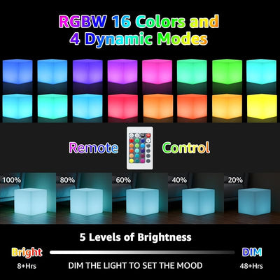 Cubo luz LED 12pulg control remoto RGB para niños hogar