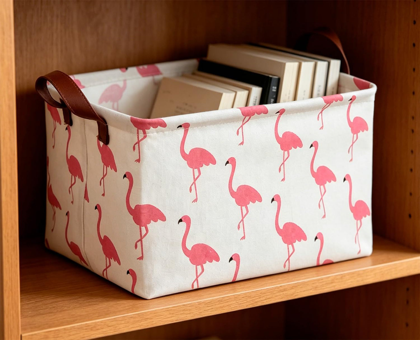 Cesta almacenamiento rectangular plegable con asas