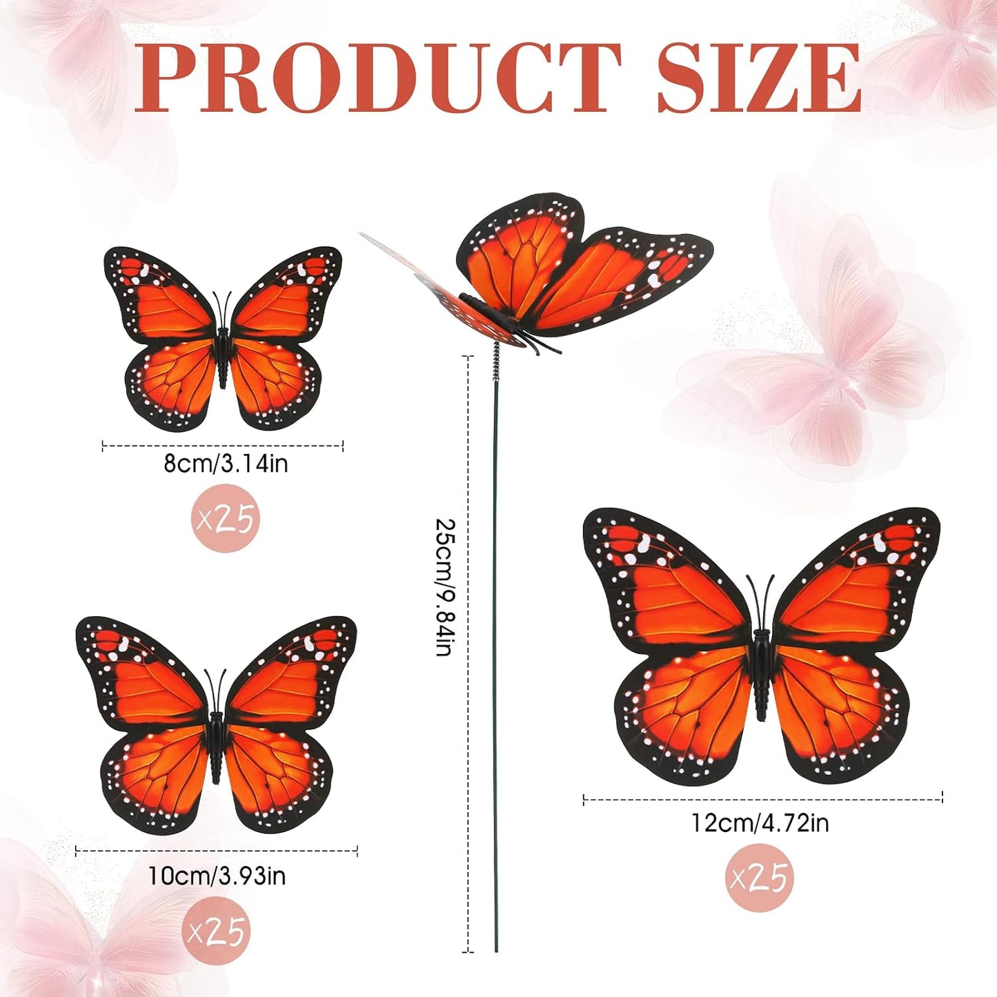 75 Pzas Estacas Mariposa 3D Jardín Día Muertos