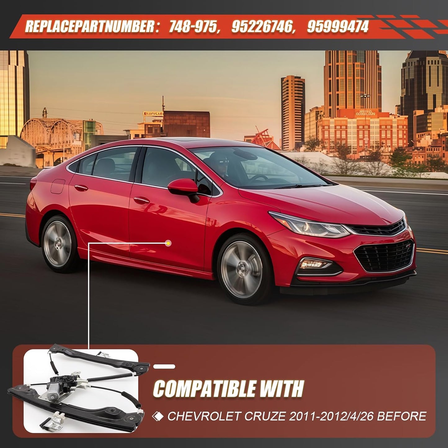 Regulador ventana eléctrica delantera derecha para Cruze