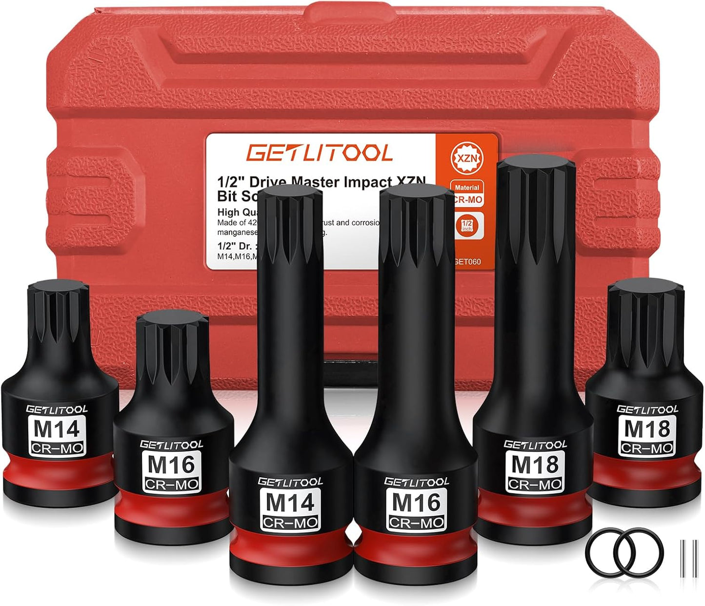 Set 6 llaves vaso Impact XZN M14 M16 M18 1/2 pulg CR-MO