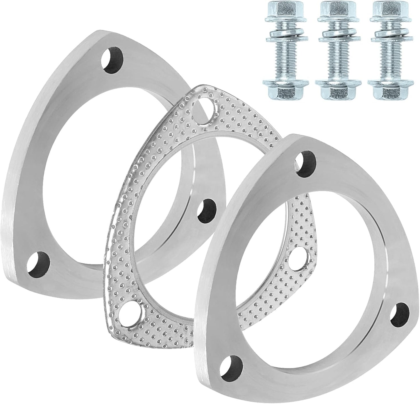 Kit brida escape 2.5" acero inox con junta y pernos