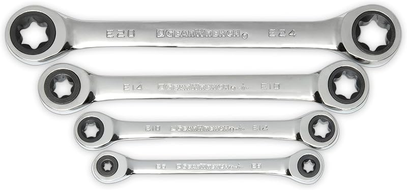 Set 4 Pzas Llaves E-Torx Trinquete Doble 9224D Plata