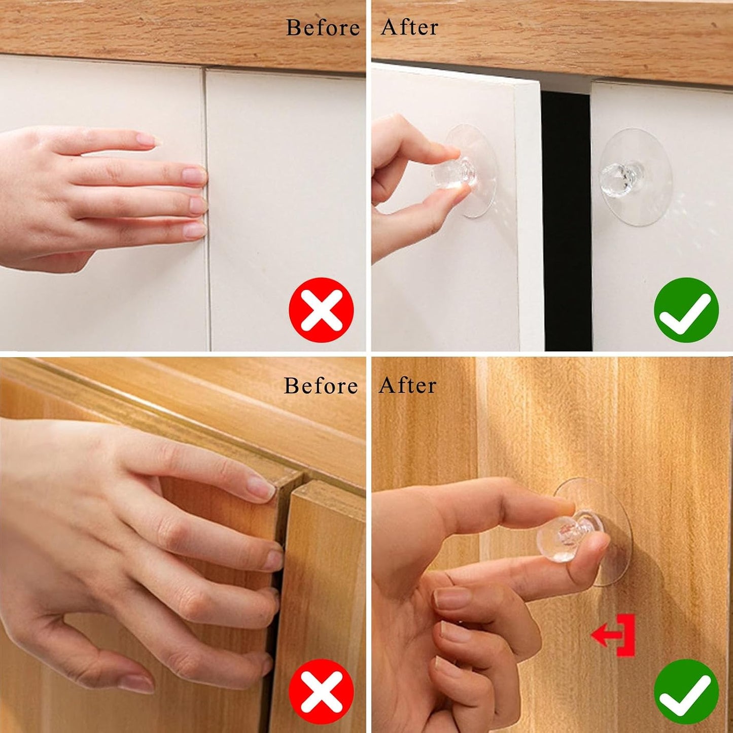 10 Pomos Adhesivos Cristal para Armarios y Cajones