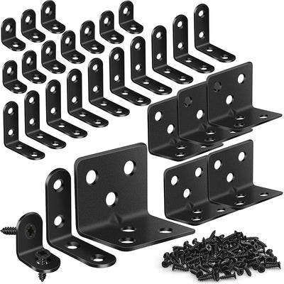 25 Soportes en L de Metal Negro para Estantes y Muebles