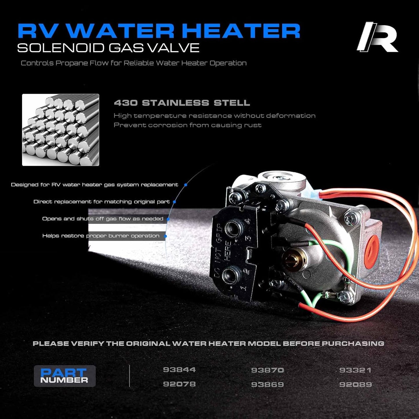 Válvula gas solenoide para calentador RV Dometic Atwood 6gal